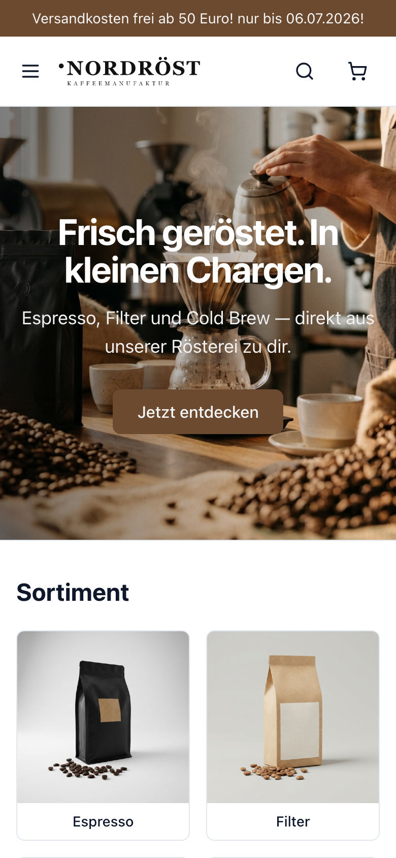 Schaufenster — mobile Ansicht
