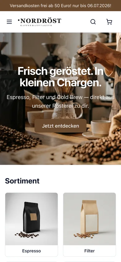 Das Schaufenster zeigt deine Marke, mobile Ansicht